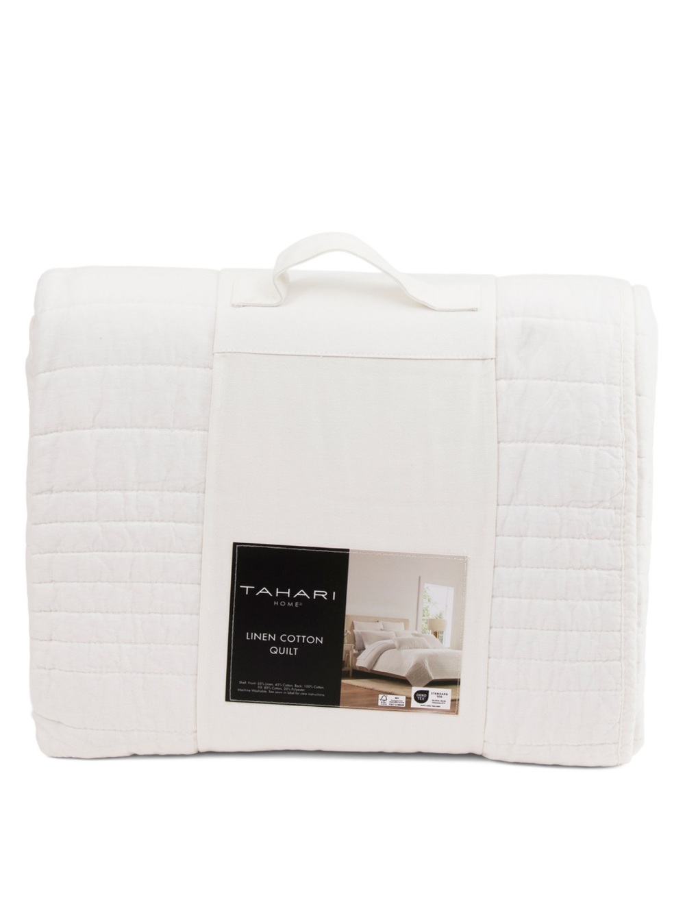 TAHARI HOME linen and cotton blend warm quilt